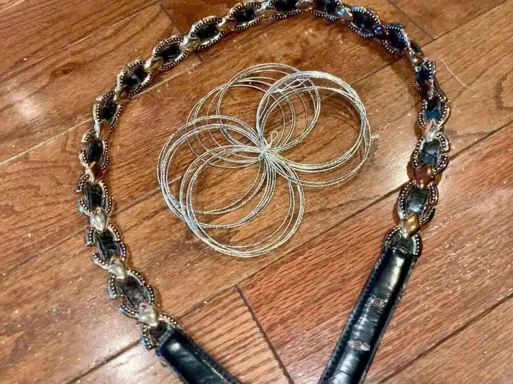 Y2K Goth Western Belt‎ + Silver Bangle Set Bundle Grunge Fairycore